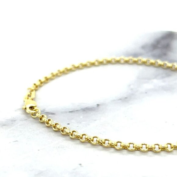Women 14K Yellow Gold 2.5 MM Wide Lobster Claw 7" Rolo Chain Minimalist Bracelet - Picture 3 of 7